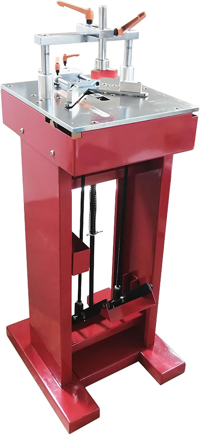 Yokoma Manual Picture Frame Joiner with Foot Crank Vertical Framing Tool 7/10/12/15mm V-Nails Hardware Joining Frame Wood Corner with Four Nail Heads