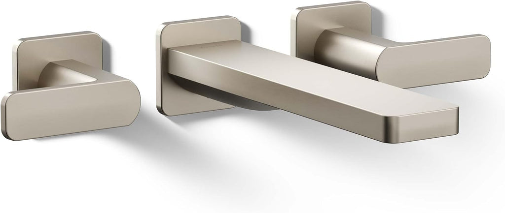 Kohler T23491-4-BN Parallel Two-Handle Wall Mount Bath Faucet Trim with Lever Handles, Vibrant Brushed Nickel