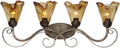 Franklin Iron Works Amber Scroll Rustic Vintage Wall Mount Light Golden Bronze Silver Metal 29 1/2' Wide 4-Light Vanity Fixture Organic Art Glass Shades Decor for Bathroom Over Mirror House Home
