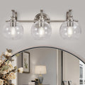 ANDY STAR 3 Light Bathroom Vanity Light, Brushed Nickel Bathroom Light Fixture, Modern Wall Sconces with Globe Clear Glass Shade, Wall Mounted Bathroom Light Over Mirror for Living Room, Foyer
