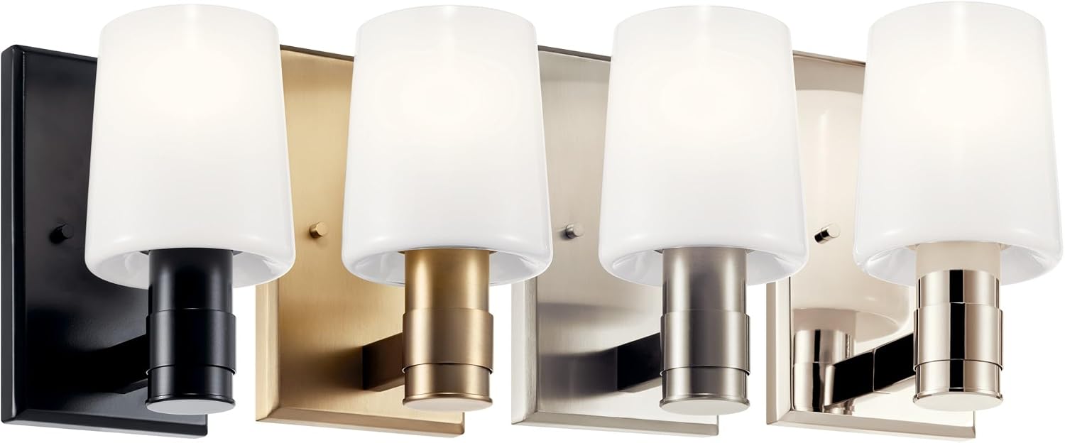 Kichler Adani 1-Light Wall Sconce, Modern Light with Opal Glass in Brushed Nickel, for Bathroom, Powder Room, Kitchen, Bedroom, or Hallway (8.5' x 5'), 55174NI