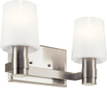 Kichler Adani 2-Light Vanity Light Fixture, Modern Bathroom Lighting with Opal Glass in Brushed Nickel, Wall Mount Light for Bathroom or Powder Room (8.25 x 14.5 in), 55175NI