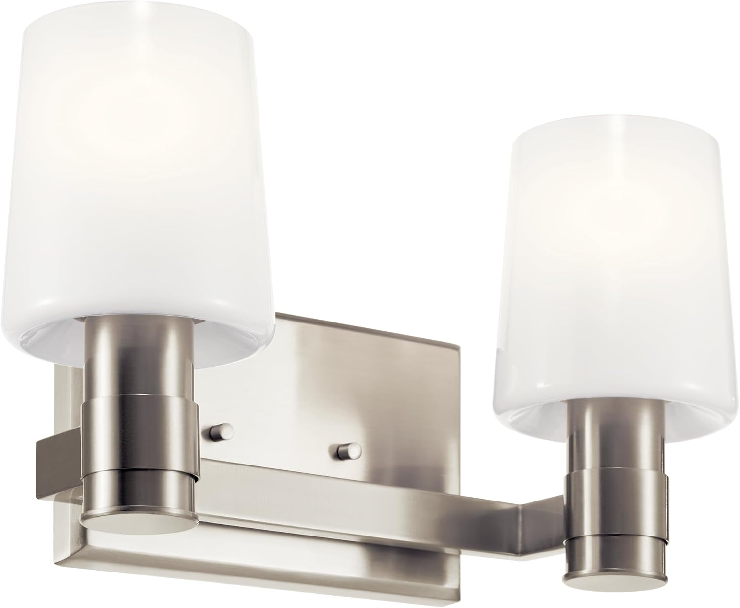 Kichler Adani 2-Light Vanity Light Fixture, Modern Bathroom Lighting with Opal Glass in Brushed Nickel, Wall Mount Light for Bathroom or Powder Room (8.25 x 14.5 in), 55175NI