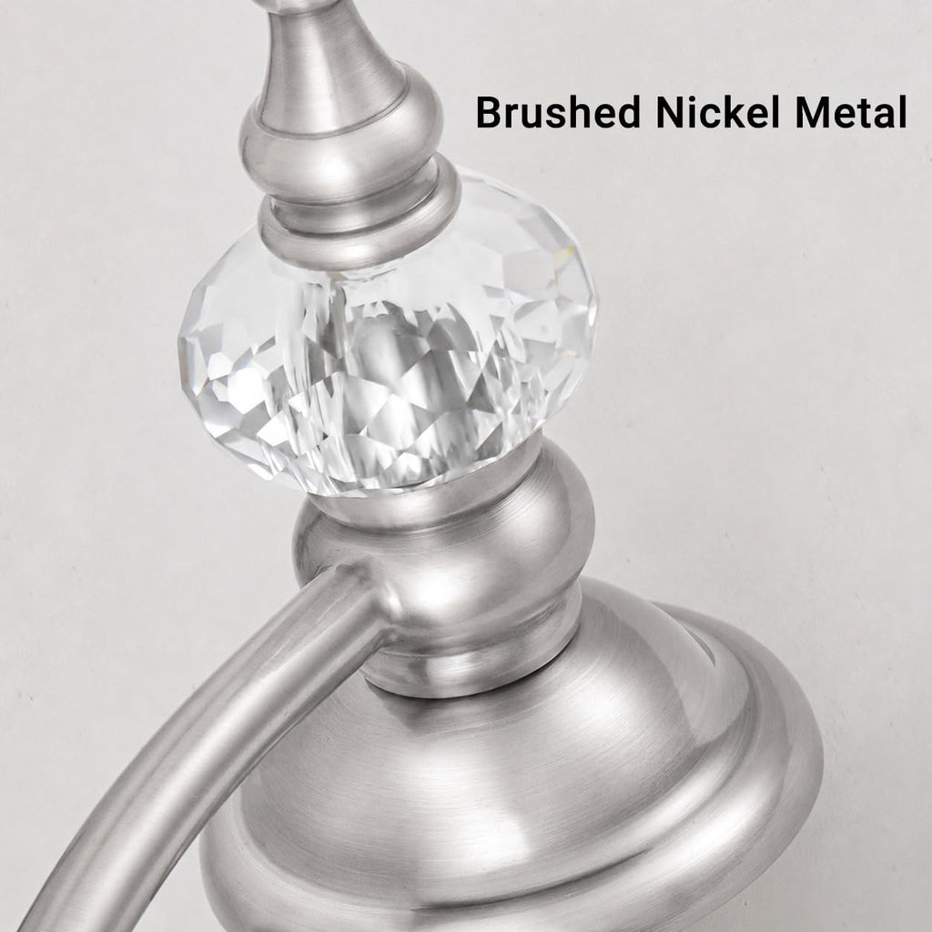 Brushed Nickel Bathroom Vanity Light Fixture Vintage Style - 3 Light G9 Bulb Compatible, 23' Wide Bathroom Lighting Over Mirror with Hand-Etched Glass Shades, Easy Mount for Makeup Area