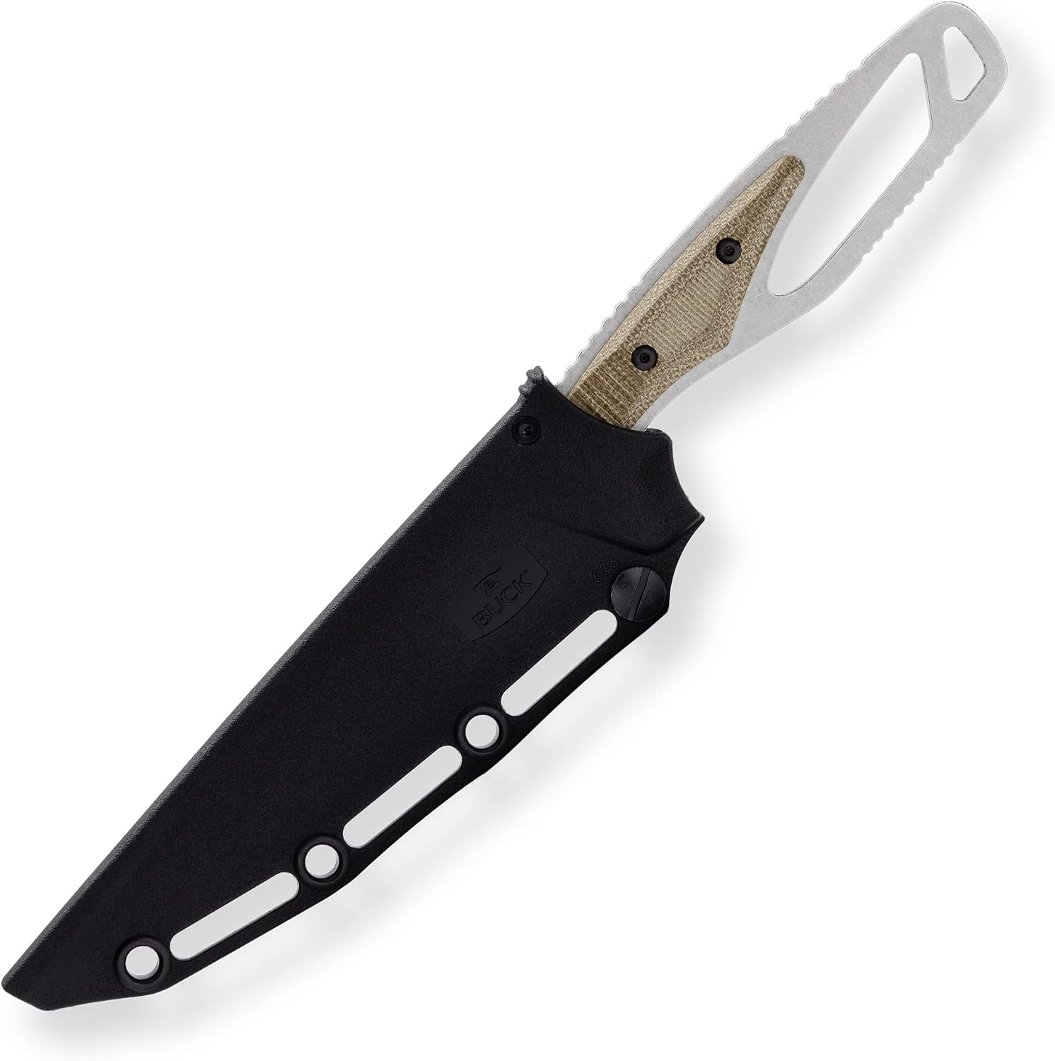 Buck Knives 636 Paklite Processor Pro Fixed Blade Hunting Knife, 5 3/4 S35VN Steel Blade, Micarta Handle, with Sheath