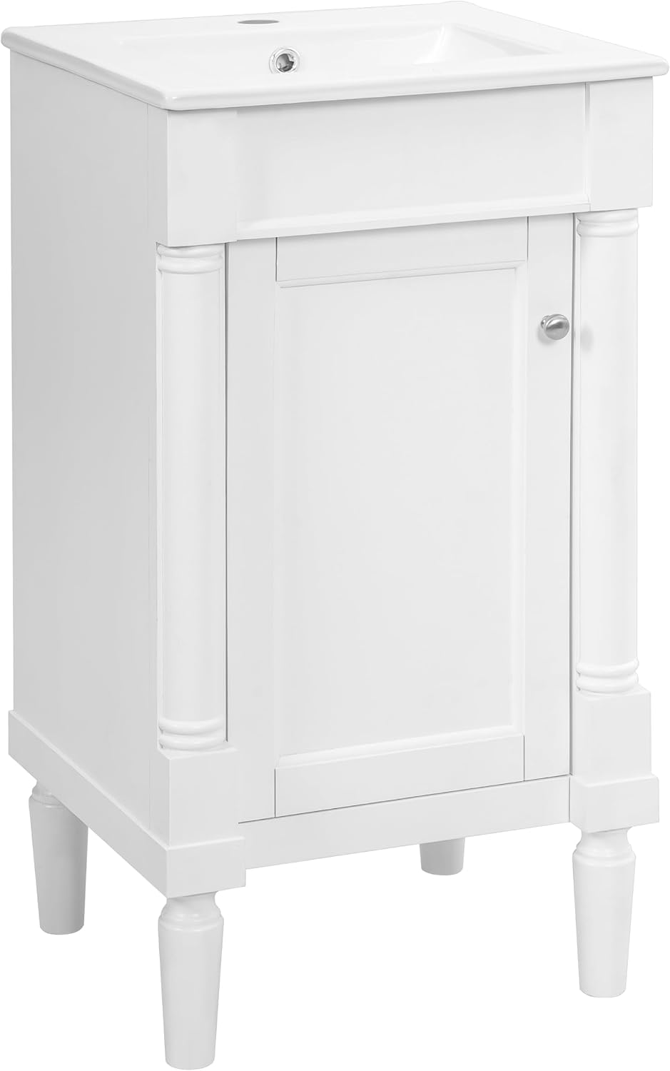 Virubi 18 Inch Bathroom Vanity with Sink, Small Bathroom Vanity for Powder Room, Adjustable Shelf and Soft-Close Door, Solid Wood Frame Bathroom Storage Cabinet(White)