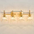 CVKASH 4-Light Bathroom Vanity Light Fixtures Over Mirror,Brushed Gold Modern Vanity Lights with Glass Shade Vintage Wall Sconce for Bedroom Dressing Room Living Room Hallway Cabinet