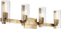 Kichler Jemsa 32' 4-Light Modern Bathroom Vanity Light Fixture with Clear Fluted Glass in Champagne Bronze for Bathroom Lighting Over Mirror (9.75' H x 32' W), 55169CPZ