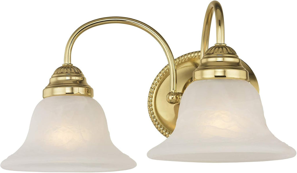 Livex Lighting 1532-01 Edgemont 2 Light Vanity Antique Brass with White Alabaster Glass