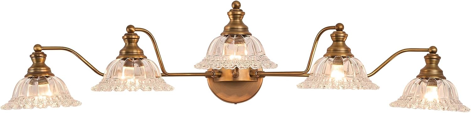 XIEDUN Vintage Brass 5 Light Vanity Light Bathroom Light