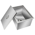 Drop in Ice Chest, Outdoor 304 Stainless Steel Built-in Ice Bucket, Ice Bin Cooler with Cover Including Drain-Pipe & Drain Plug Lid for Cold Wine Beer,23''L X 17''W X 12''H