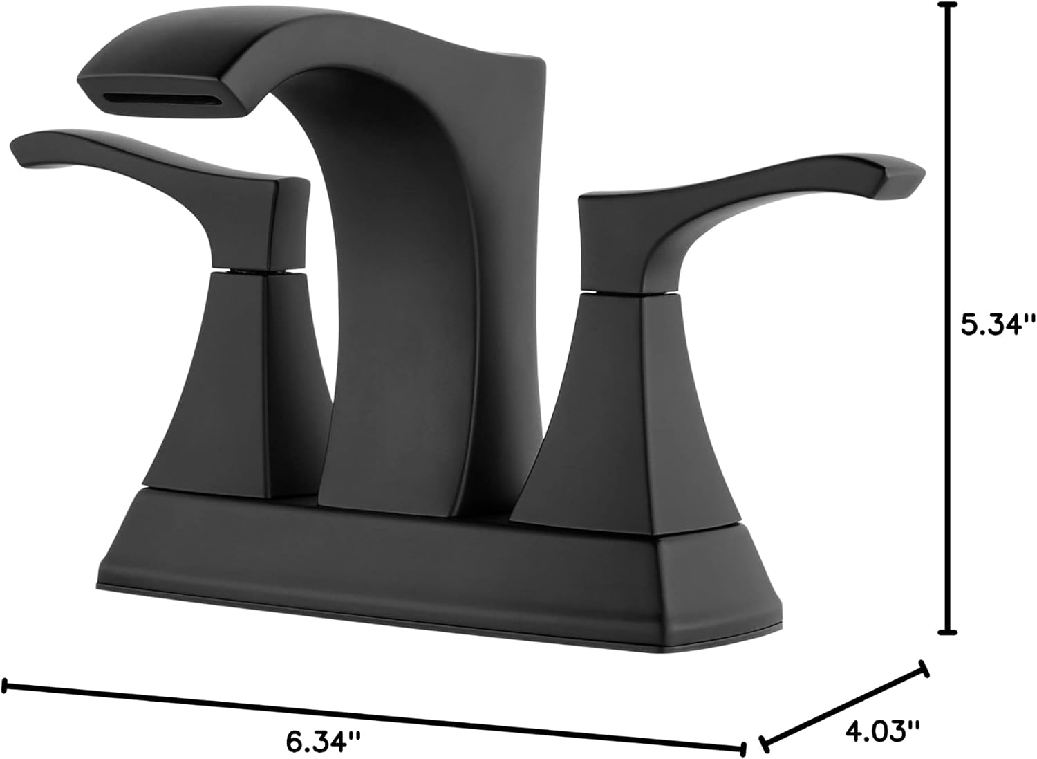 Pfister Venturi Bathroom Sink Faucet, 4-Inch Centerset, 2-Handle, 3-Hole, Matte Black Finish, LF048VNBB