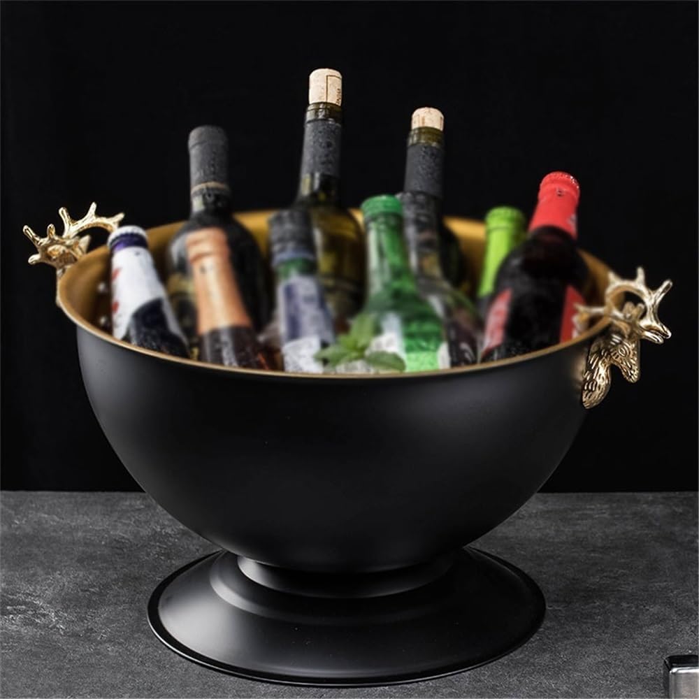 Ice Bucket Commercial Bar Ice Wine Container Black Ice Wine Tub Champagne Bucket Home Party Ice Wine Bucket Creative Stainless Steel Ice Bucket Beverage Tub