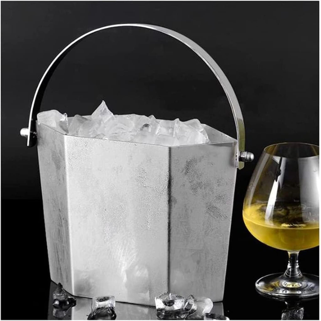 Ice Buckets for Parties Stainless Steel Portable Champagne Bucket Creative Red Wine Ice Bucket Cooler Barrel Champagne Bucket Bar Accessories(A)