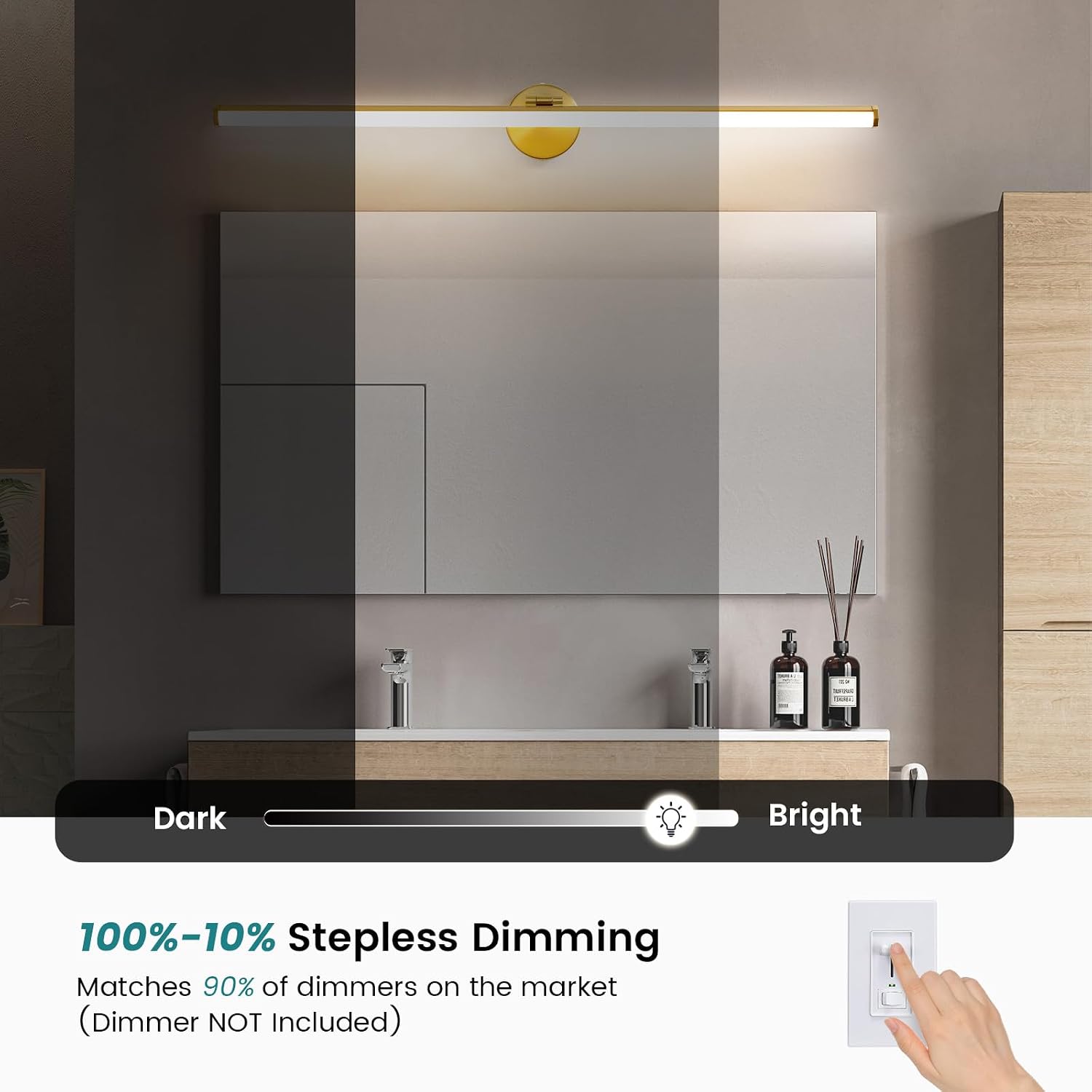 KAISITE Modern Bathroom Light - 39 Inch Dimmable 5CCT LED Vanity Light Bar for Restroom
