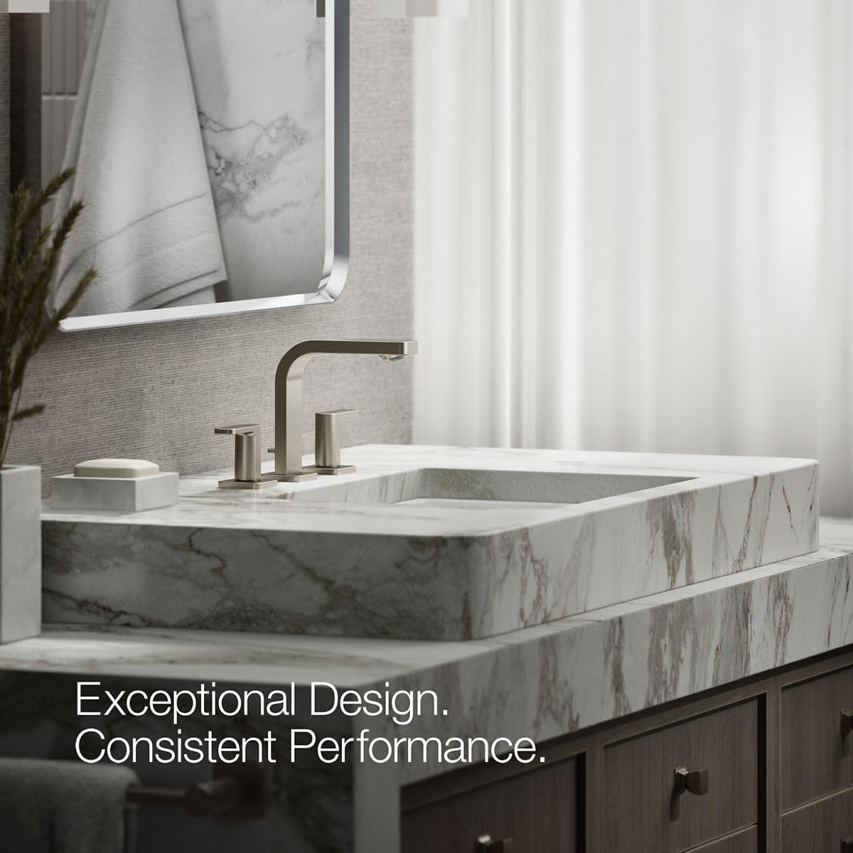 Kohler K-23484-4N-BN Parallel Widespread Bathroom Sink Faucet, .5 GPM, Lever Handles, Vibrant Brushed Nickel