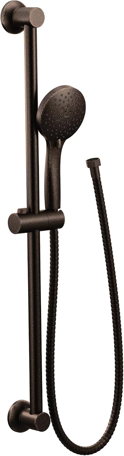 Moen Oil Rubbed Bronze Eco-Performance 5-Function Handheld Removable Shower Head, Adjustable 30-Inch Slide Bar and 69-Inch Long Hose, 3558EPORB