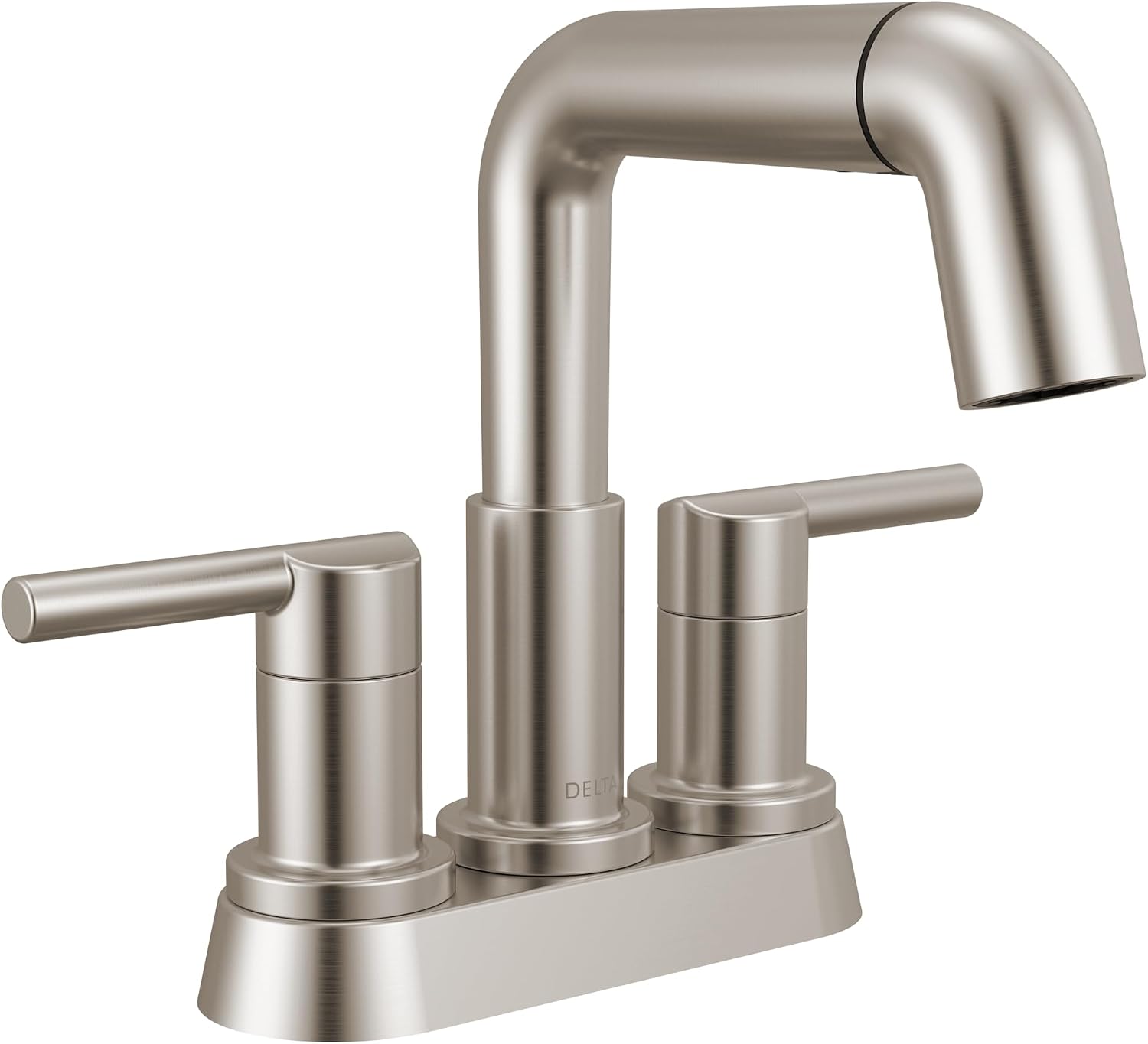 Delta Nicoli Centerset Brushed Nickel Bathroom Faucet with Sprayer, 4 Inch 3 Hole Bathroom Sink Faucet with Pull Out Sprayer, Push-Pop Drain, Stainless 25849LF-SSPD