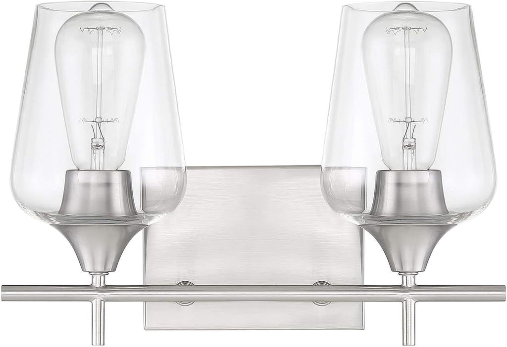 Savoy Essentials 8-4030-2-322 Octave Bohemian Clear Glass Bathroom Vanity Wall Light, 2-Light 120 Total Watts, 10' H x 14' W, Warm Brass