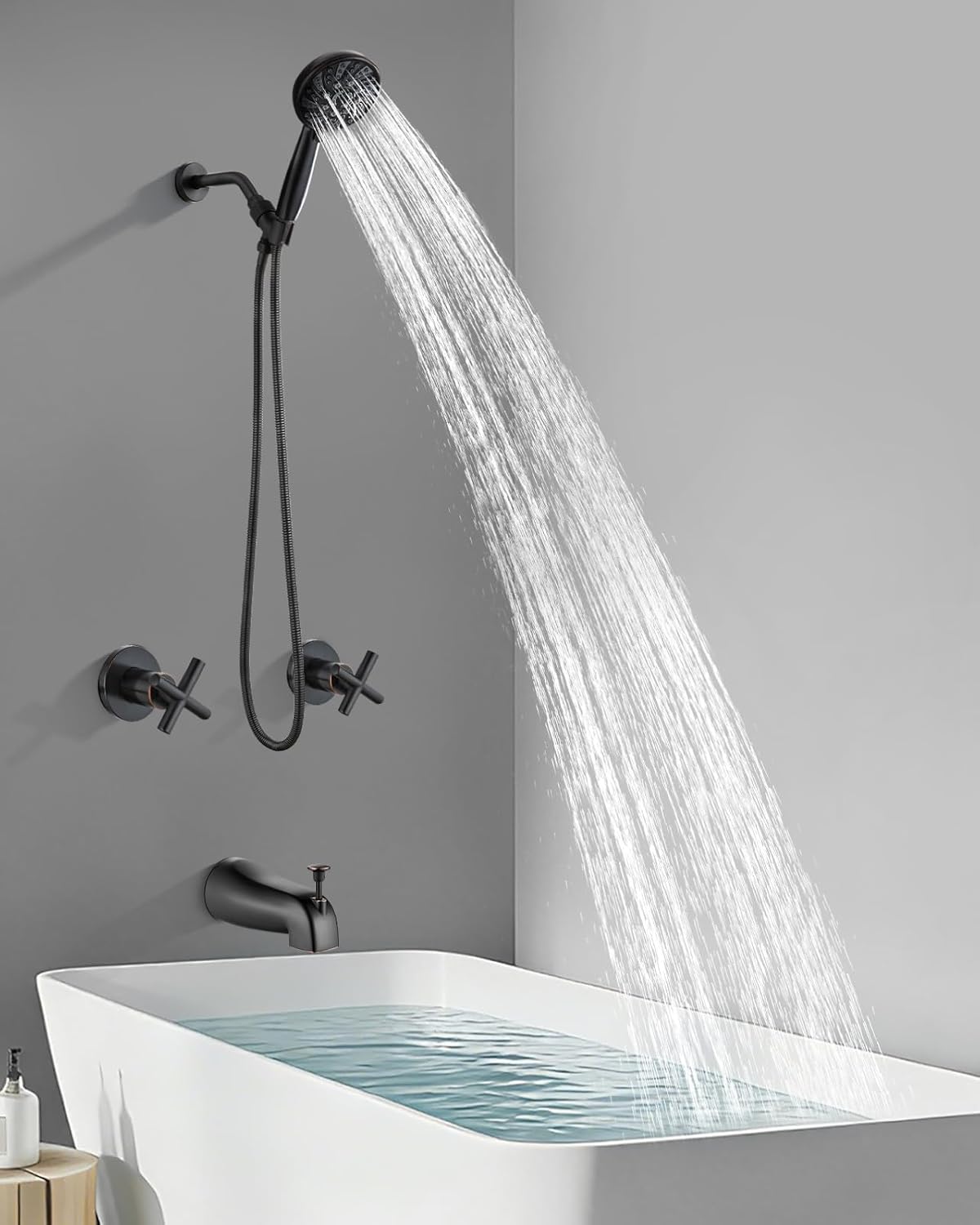 gotonovo 2 Handles Tub Shower Faucet Set,Bathtub Faucet Set with 6 Modes Handheld Spray Shower System with Tub Spout,Shower Head and Handle Set Shower Fixture Wall Mount Oil Rubbed Bronze
