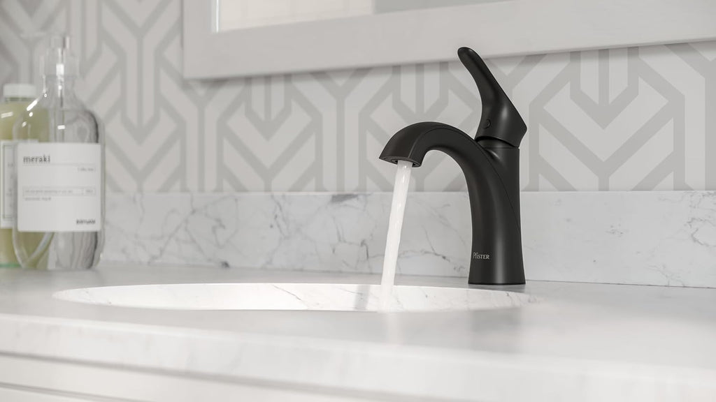 Pfister Weller Bathroom Sink Faucet, Single Handle, Single Hole or 3-Hole, Matte Black Finish, LG42WR0B