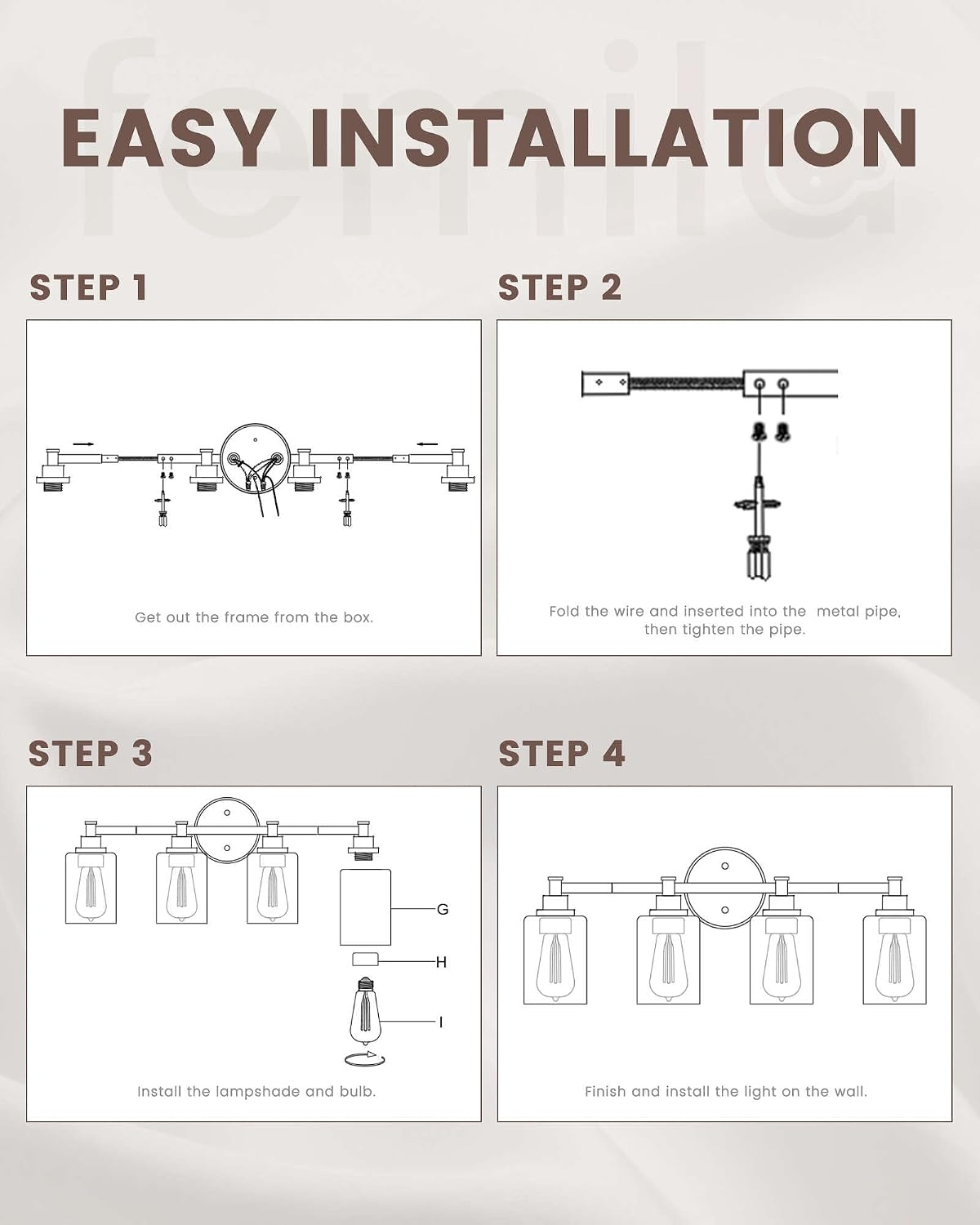 FEMILA 32' Bathroom Light Fixtures, Oil Rubbed Bronze Vanity Light, 5 Light Bathroom Lights Over Mirror, 4FYC56B-5W ORB