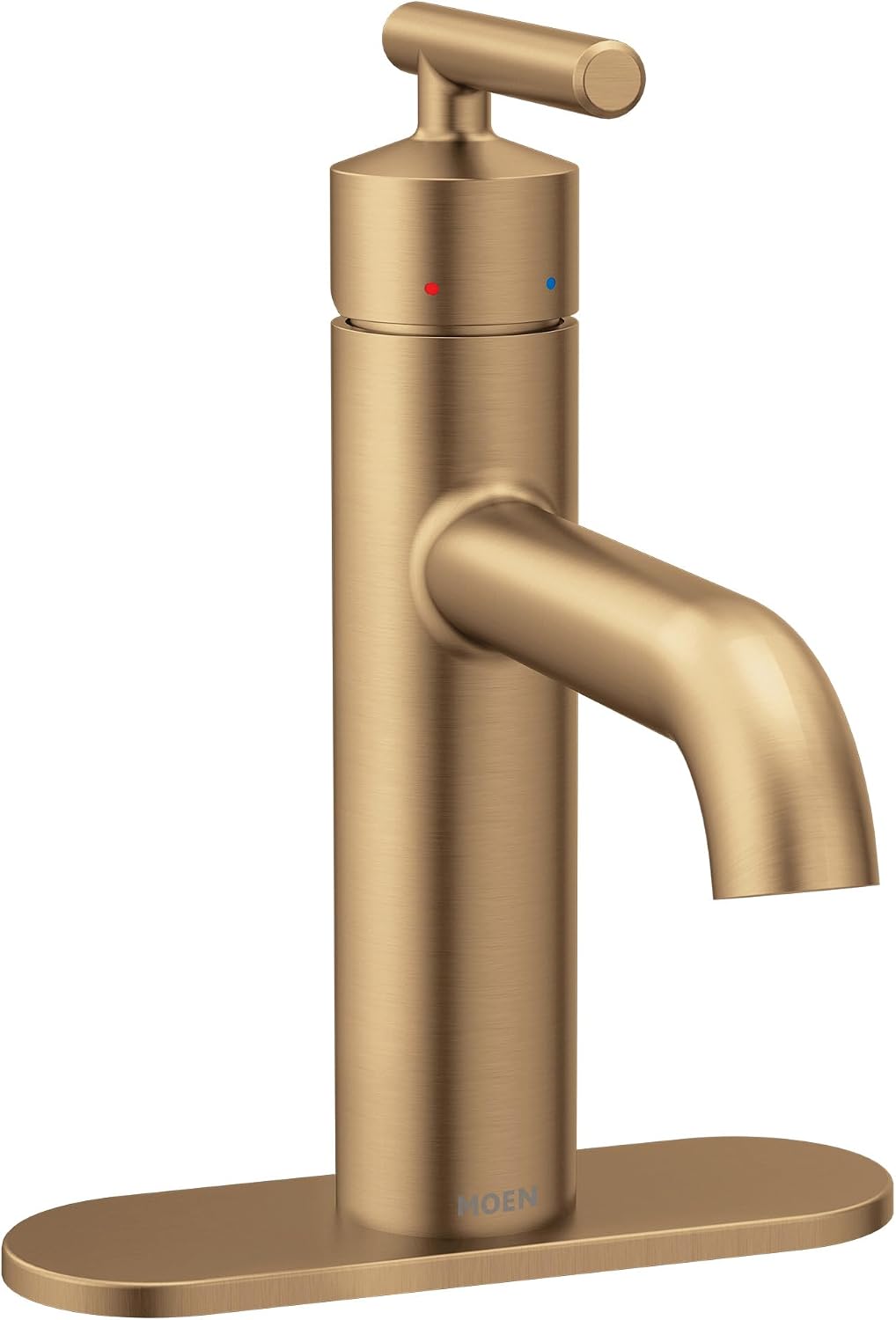 Moen Gibson Bronzed Gold One-Handle Single Hole Modern Bathroom Sink Faucet with Optional Deckplate, 6145BZG