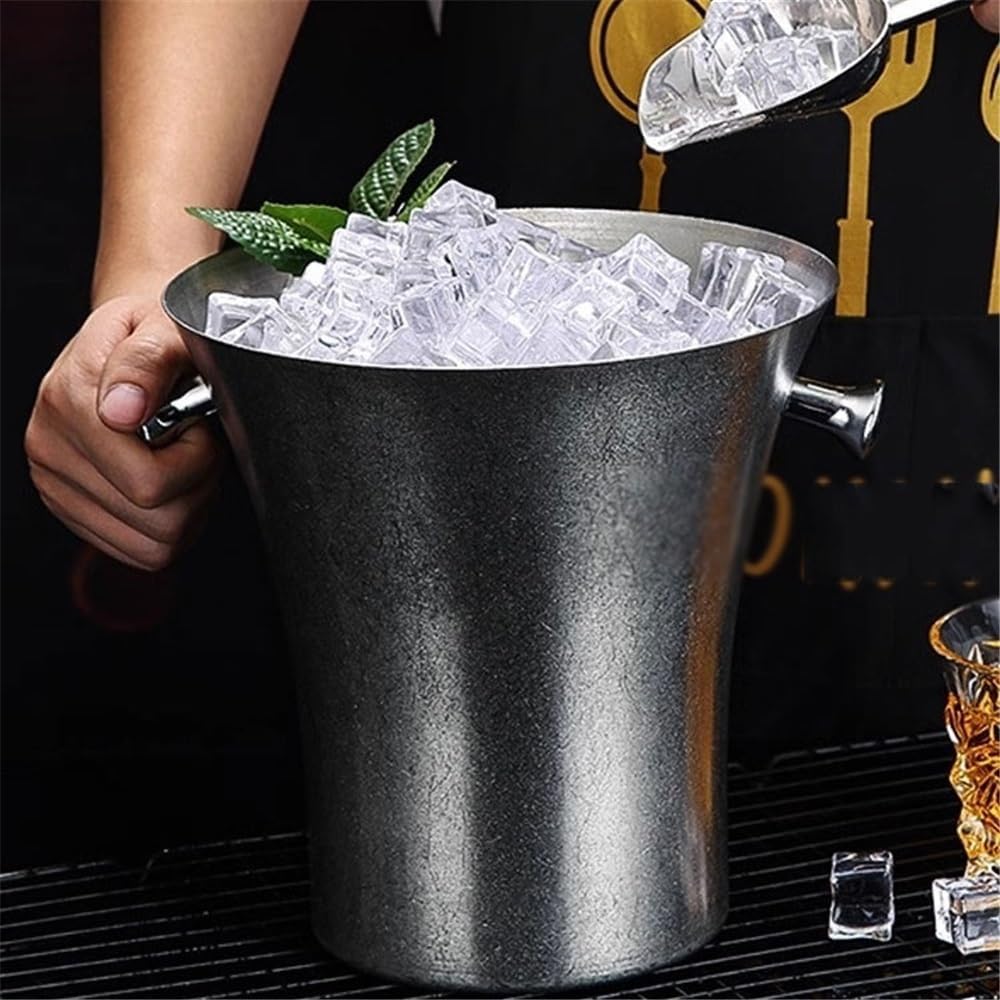 Ice Bucket Ice Cube Bucket Stainless Steel Ice Bucket Party Champagne Bucket Ice Wine Bucket Beer Wine Champagne Ice Bucket Beverage Tub(Silver)