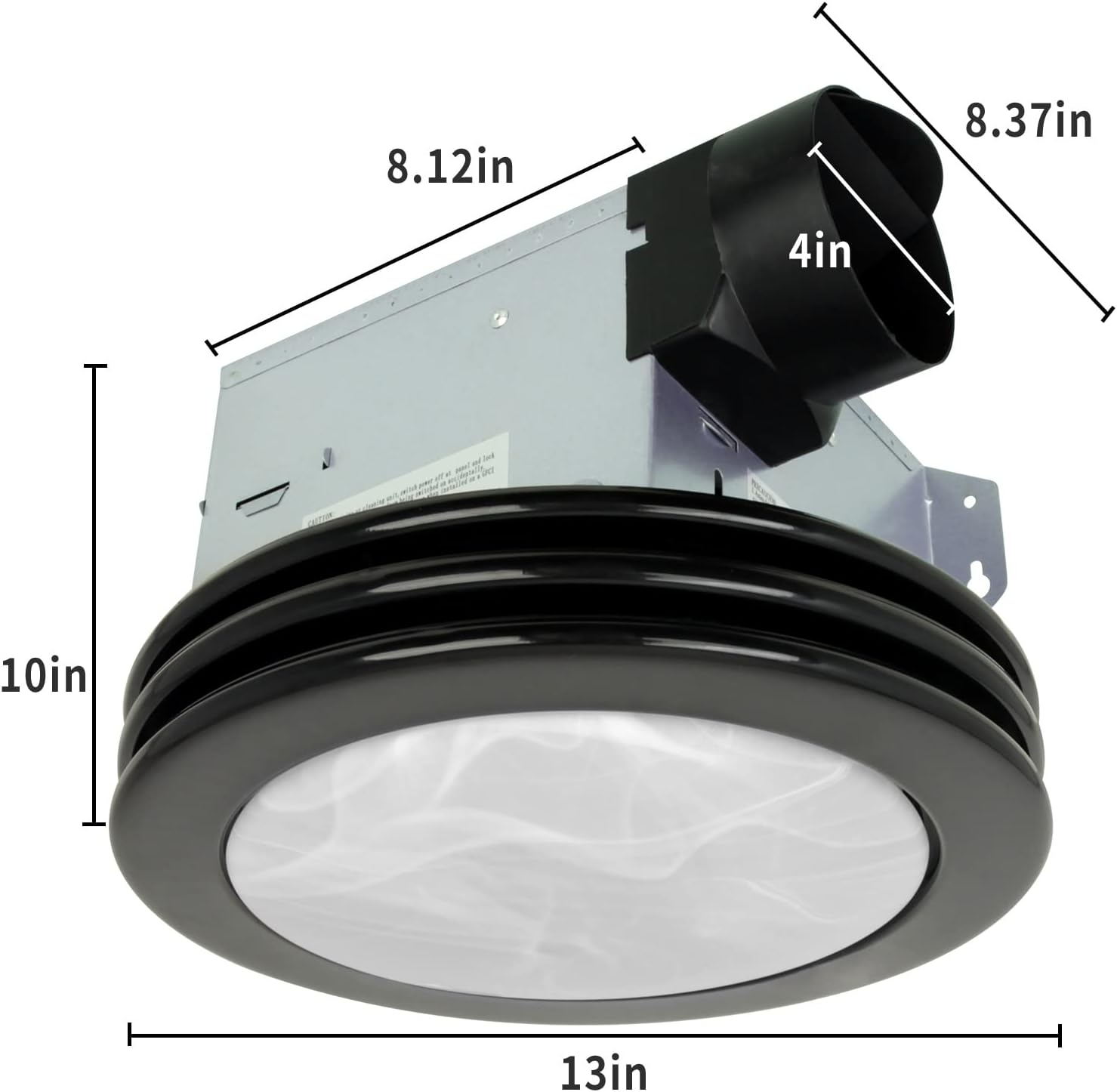 Akicon Ultra Quiet Bathroom Exhaust Fan with LED Light 80CFM 2.0 Sones Round Bathroom Ventilation Fan with Frosted Glass Cover Matte Black Finish (Matte Black)