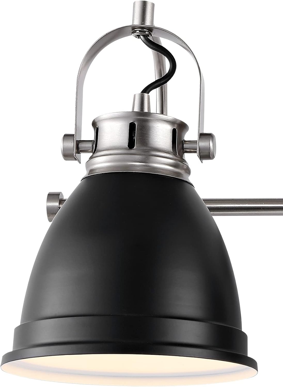 JONATHAN Y 25.5' Black/Nickel 3-Light LED Vanity Light, Adjustable Wall Sconce for Bathroom Mirror, Farmhouse Bohemian Kitchen Light, Iron Black Bell Shade (JYL1116A)