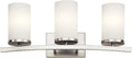 Kichler Crosby 23' Vanity Light in Brushed Nickel, 3-Light Contemporary Bathroom Light with Satin Etched Cased Opal Glass, (23' L x 8.75' H), 45497NI