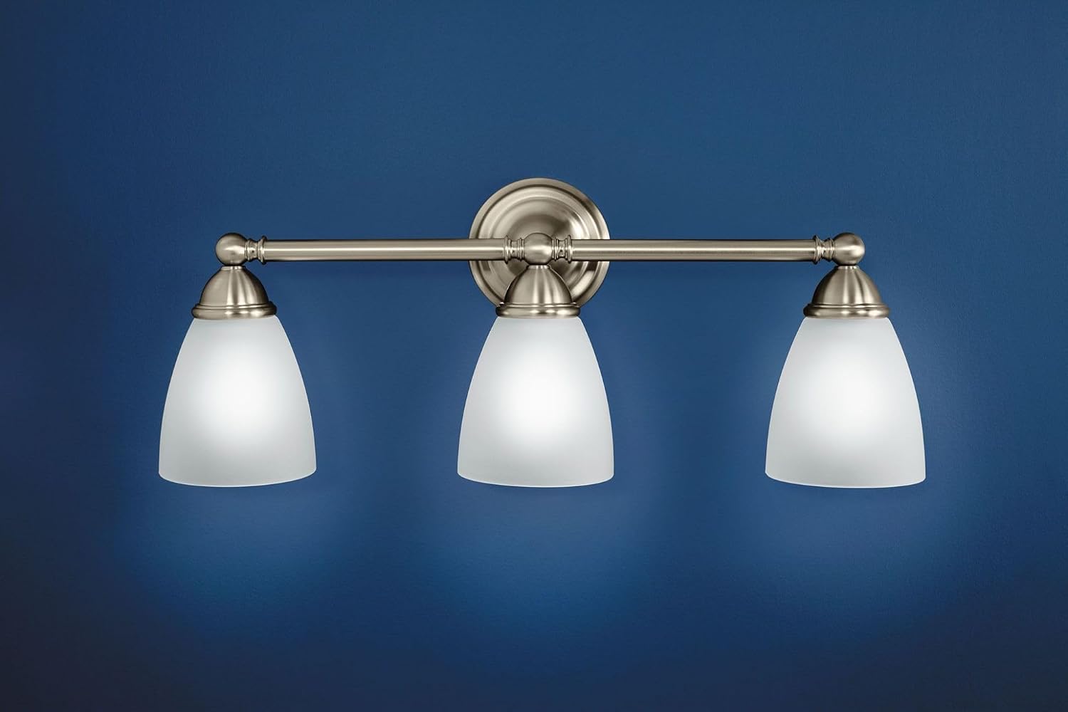 Moen YB2263CH Brantford 3-Light Dual-Mount Bath Bathroom Vanity Fixture with Frosted Glass, Chrome