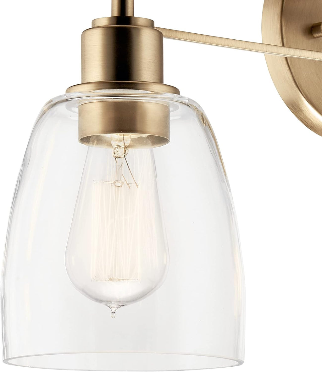 Kichler Meller 24.25' 3-Light Bathroom Vanity Light Fixture with Clear Glass Shades in Champagne Bronze for Mirror or Powder Room (24.25' W x 11.25' H x 7' D) 55102CPZ