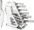 KINGSTONE Kitchen Knife Set with Block,14 Pcs German Stainless Steel Knife Set with Built-in Sharpener, Dishwasher Safe Knife Block Set (White, 14pcs)