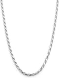 Metal Masters 2.3MM Sterling Silver Rope Necklace Chain 16' 18' 20' 22' 24' 30'