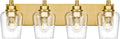 Bathroom Light Fixtures, 4-Light Modern Vanity Light with Clear Glass Wine Glass-Shaped Shade, Vanity Lighting Fixtures Over Mirror, Brushed Gold, VL155-BG-4