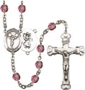 Bonyak Jewelry St. Christopher/Cheerleading Silver-Plated Rosary - Every Birth Month Color and More