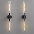 Bathroom Sconces Set of Two, 30 inch Black Wall Sconce with Tube Glass, Modern Vanity Sconces Lights for Bathroom,Bedroom,Living Room,Hallway, Staircase(E26 Bulb Include)