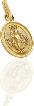 forme di Lucchetta -small 14K Gold Miraculous Medal Pendant - Fine Italian Catholic Jewelry - Charm for Blessed Mother Necklace