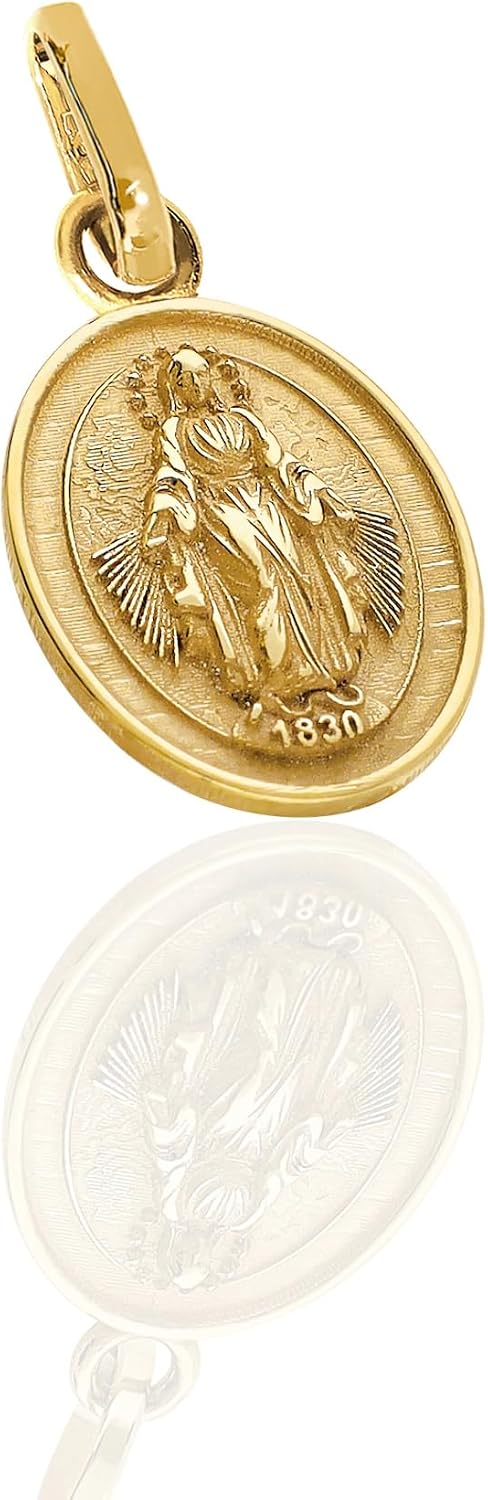 forme di Lucchetta -small 14K Gold Miraculous Medal Pendant - Fine Italian Catholic Jewelry - Charm for Blessed Mother Necklace