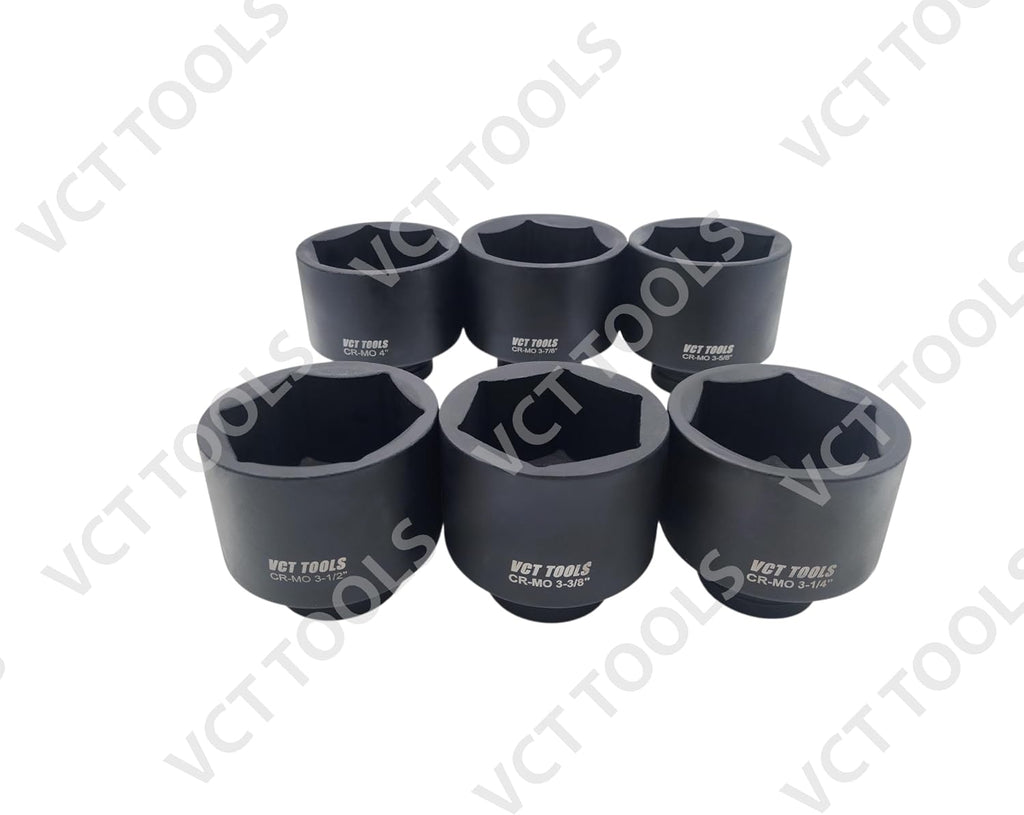 VCT 1' Drive Jumbo 6pc, Standard Impact Socket Set, Heavy-Duty 6-Point SAE 3-1/4' - 4'