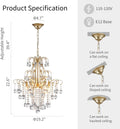 WUZUPS Crystal Chandelier 5-Light Pendant Ceiling Light Modern Lighting Fixture for Bedroom Hallway Bar Kitchen Bathroom, H 22.6'' x W 19.2'', E12 Base, Gold