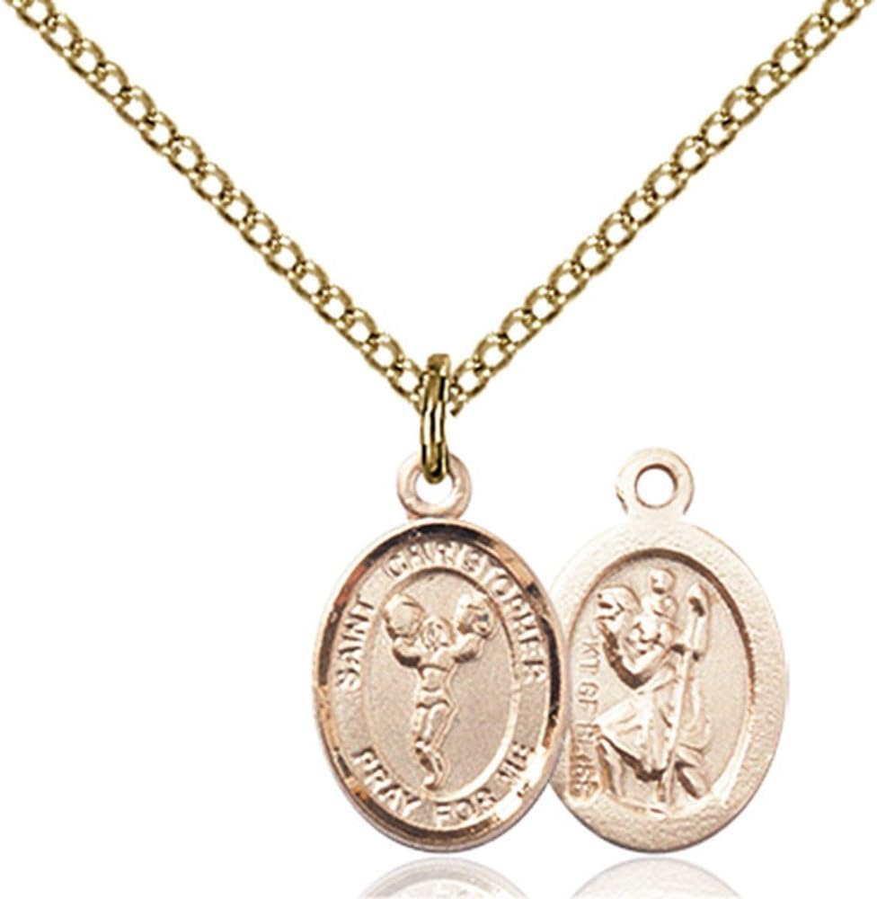 Bonyak Jewelry St. Christopher - Cheerleading Hand-Crafted Oval Medal Pendant in 14kt Yellow Gold-Filled
