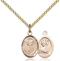 Bonyak Jewelry St. Christopher - Cheerleading Hand-Crafted Oval Medal Pendant in 14kt Yellow Gold-Filled
