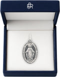 RP 925 Sterling Silver Miraculous Medal Necklace for Women & Men, Authentic & Pure Silver Pendant with 18 inch 925 Sterling Sliver Curb Chain & Premium Jewelry Box, Stunning Miraculous Medal Virgin Mary Pendant Necklace