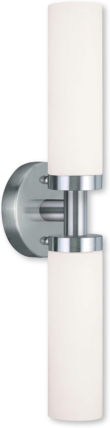 Livex Lighting 10104-91 Aero 2-Light Bath Light, Brushed Nickel, 4.5''Hx18''W