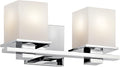 Kichler Tully 15' Vanity Light in Chrome, 2-Light Modern Bathroom Light with Satin Etched Cased Opal Glass, (15' W x 6.5' H), 45150CH