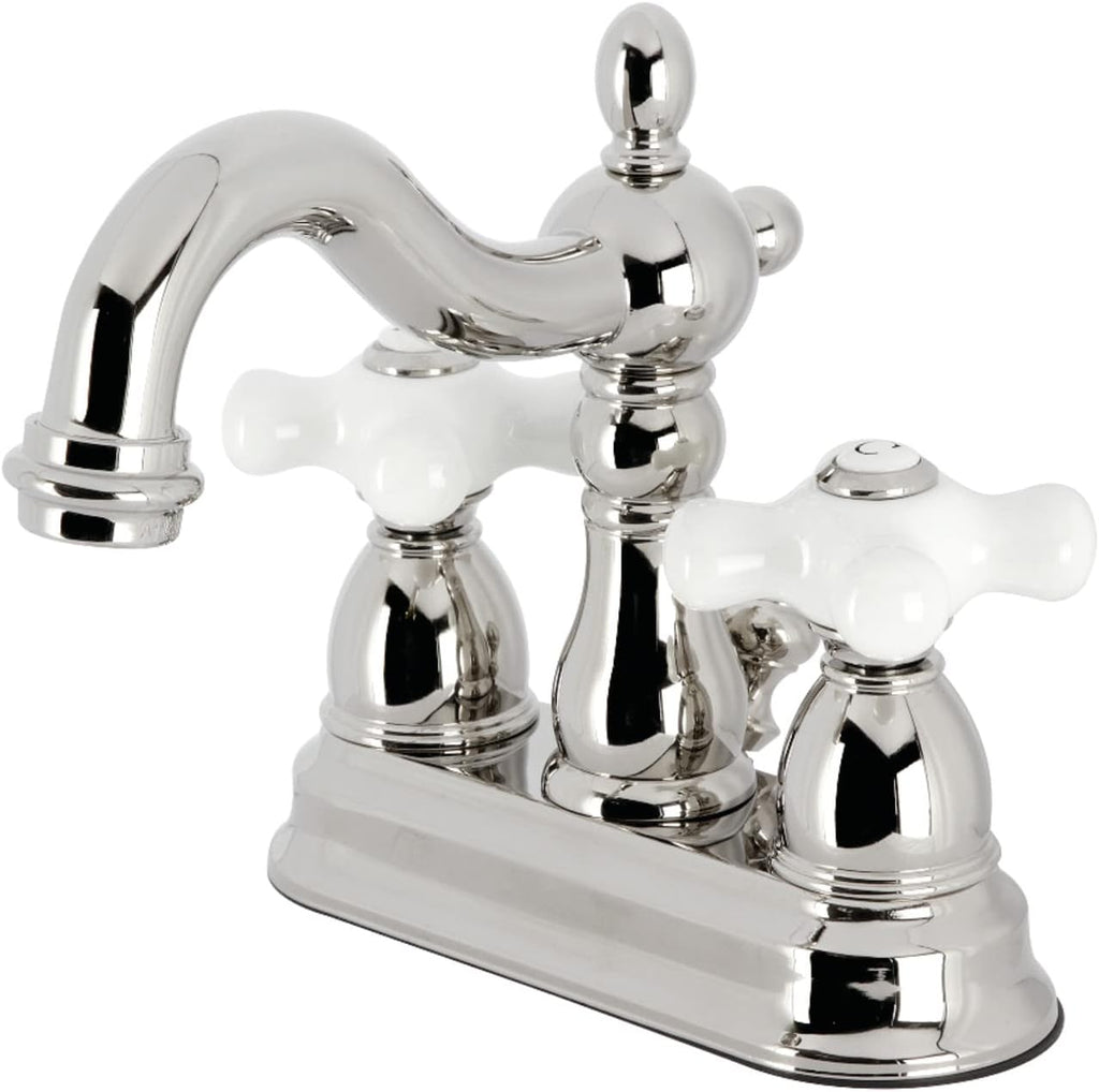 Kingston Brass KB1606PX Heritage 4 in. Centerset Bathroom Faucet, Polished Nickel
