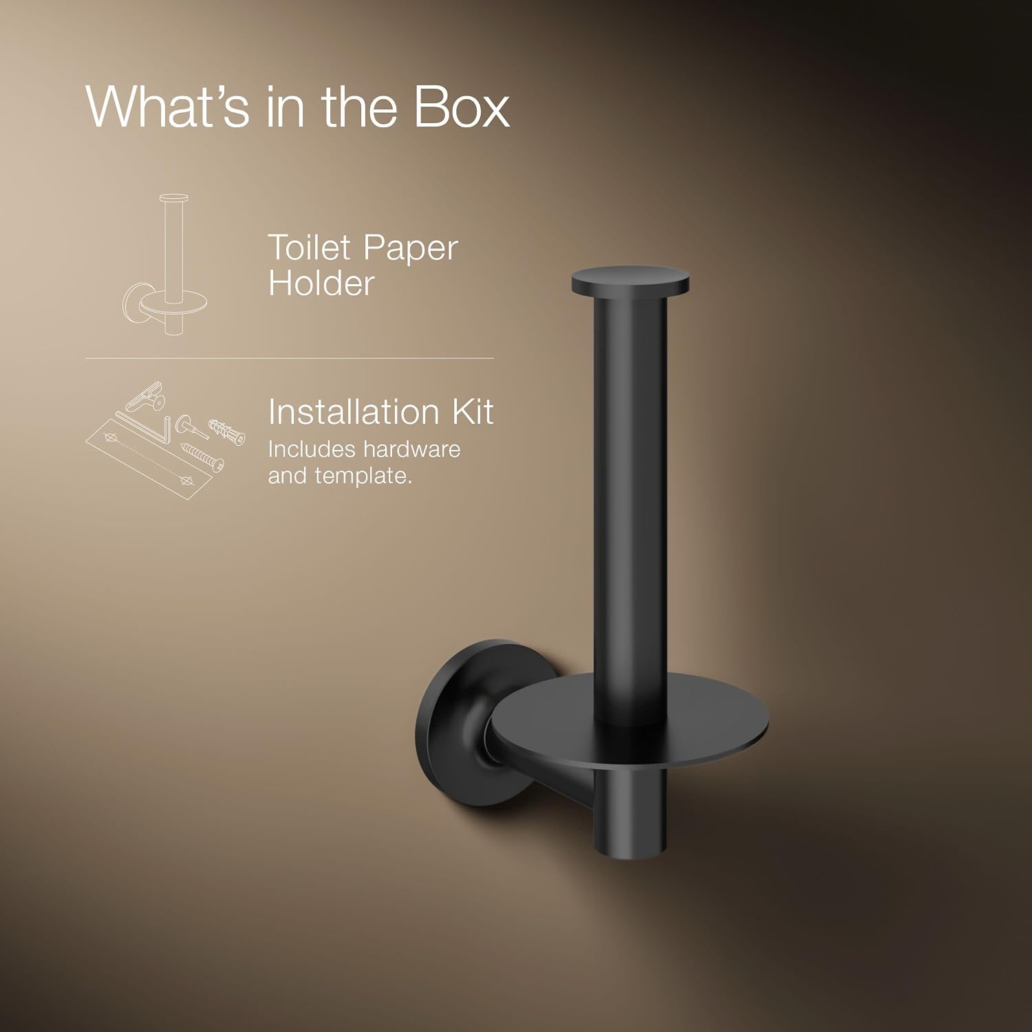 KOHLER 14444-BL Purist Vertical Toilet Paper Holder Wall Mount, Metal Toilet Paper Holder, Matte Black