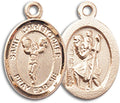 Bonyak Jewelry St. Christopher - Cheerleading Hand-Crafted Oval Medal Pendant in 14kt Yellow Gold